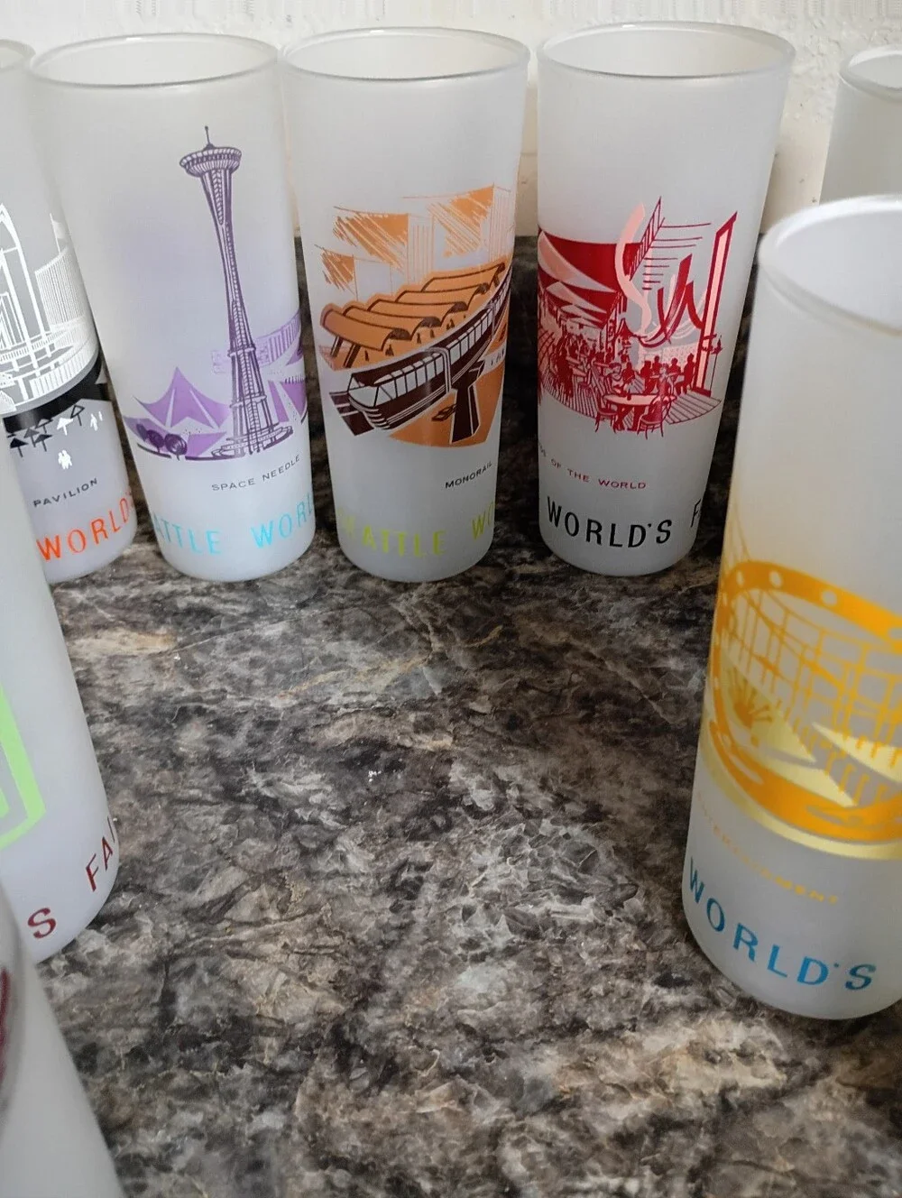 Frosted Multicolor Skyline Drinking Glasses - Set of 12